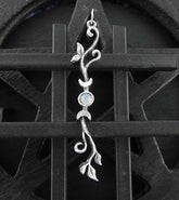 Triple Moon Vine Vertical Pendant Opal Cabochon Pendant - Handmade  | Woot & Hammy